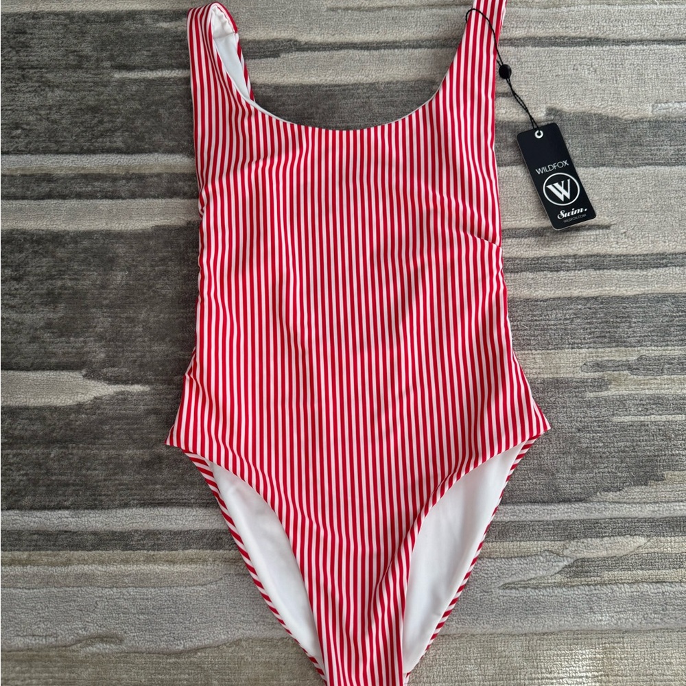 Wildfox Red and White Striped Swimauit